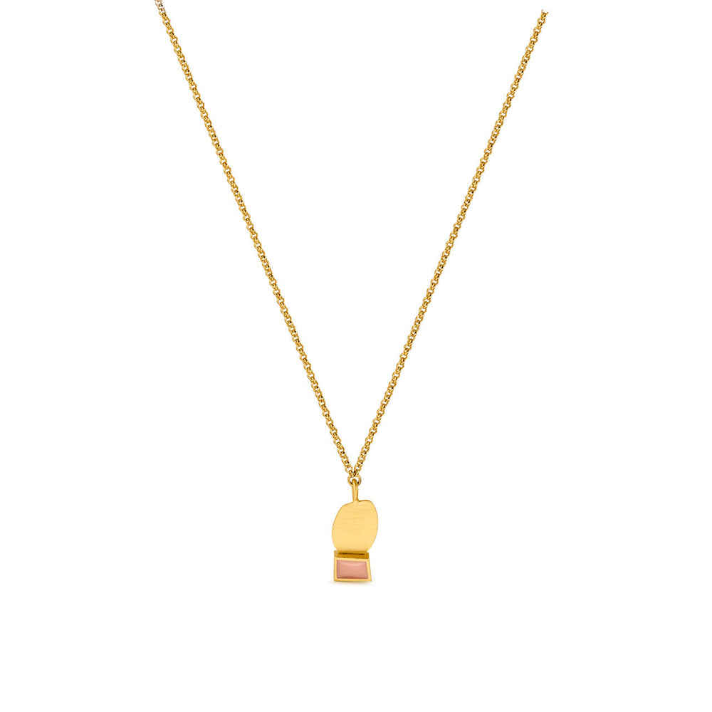 Collage Golden Necklace with Small Pendant