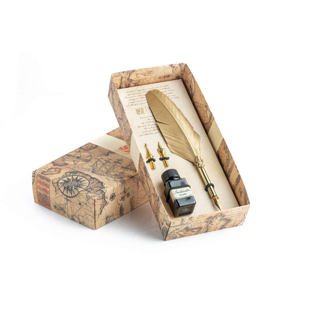 Gold Feather Calligraphy Set