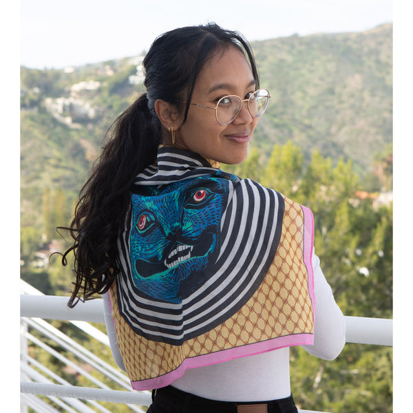 Purrquoise Cotton Bandana - Getty Museum Store