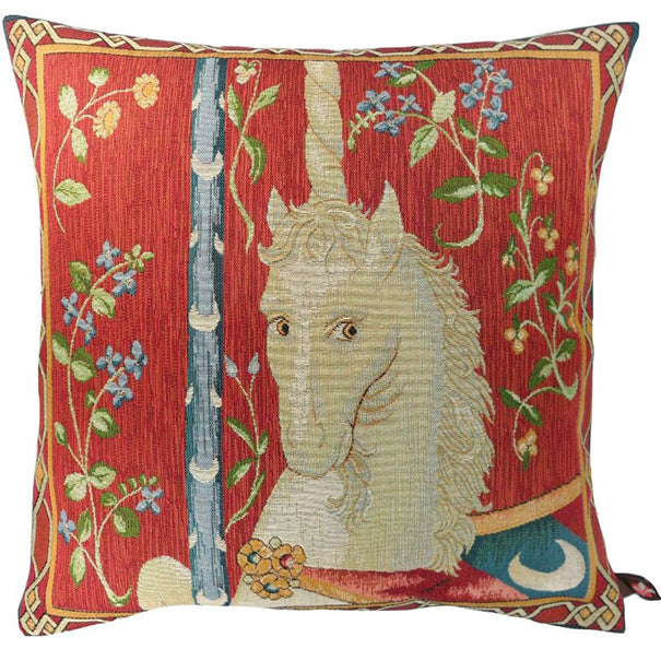 Medieval Unicorn Tapestry Pillow Cover
