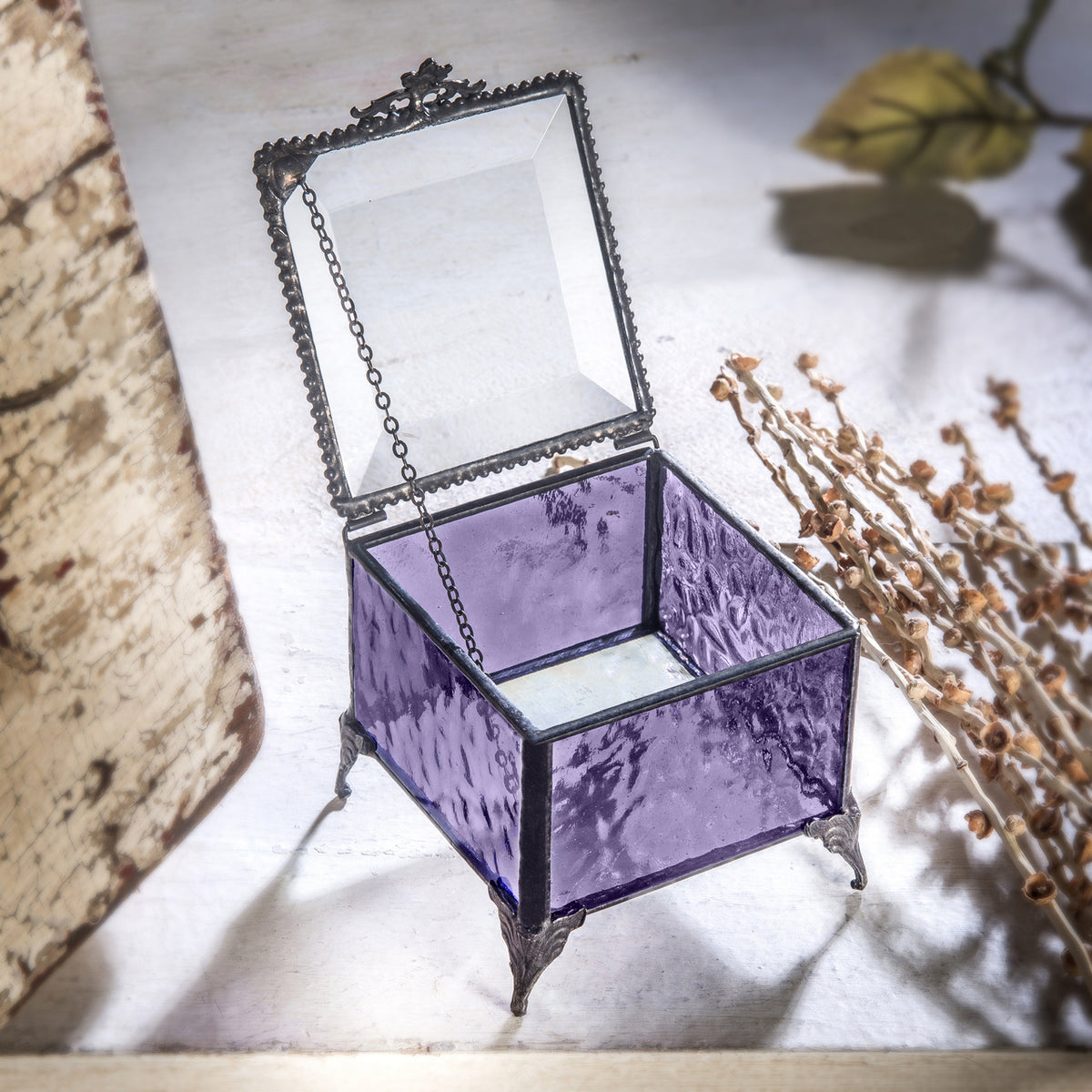 Purple Glass Jewelry Box