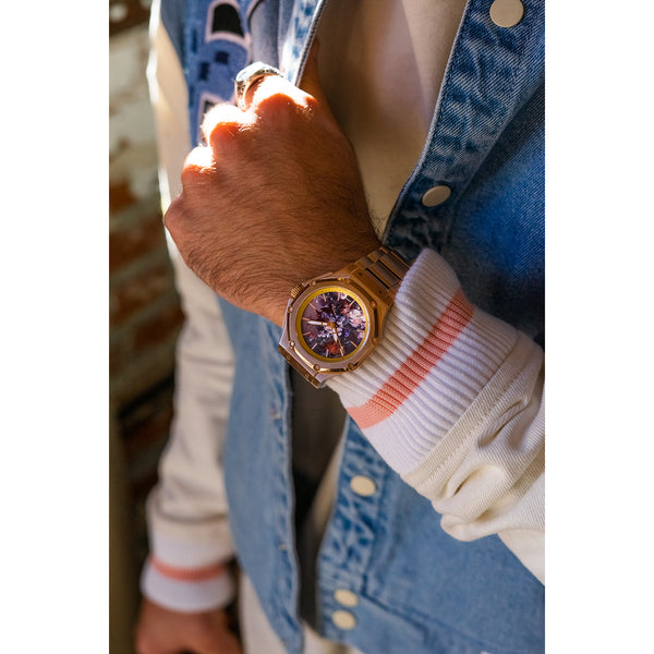 Van Huysum Vase of Flowers Watch with Rose Gold Band - Getty