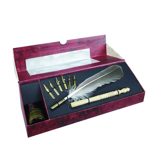Aifeiter Feather Pen Set,Quill Pen,Upgrade Quill Pen Ink Set,Feather Pen Set Quill Pen(Blue)