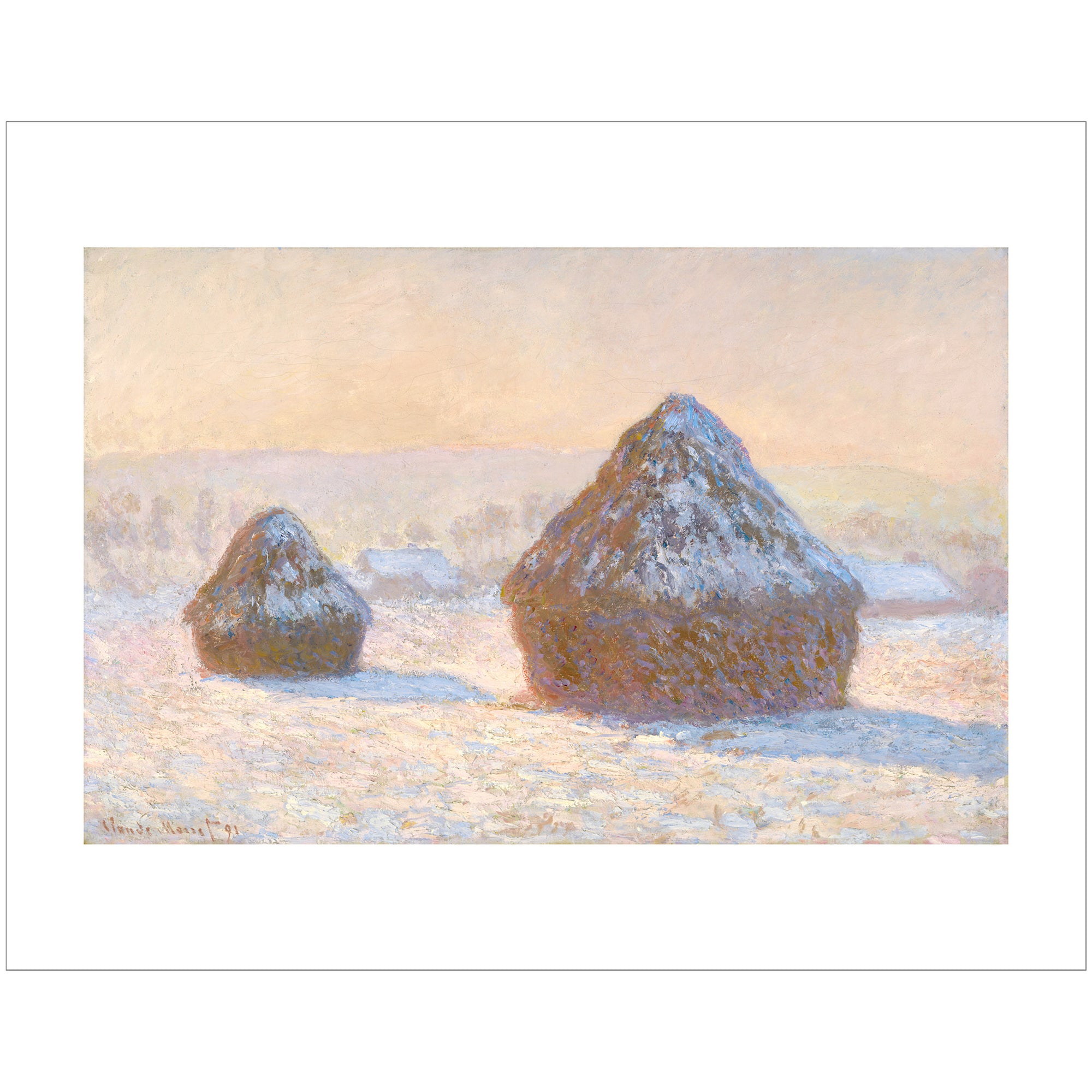 Monet- Wheatstacks, Snow Effect, Morning- 11"x14" Print | Getty Store