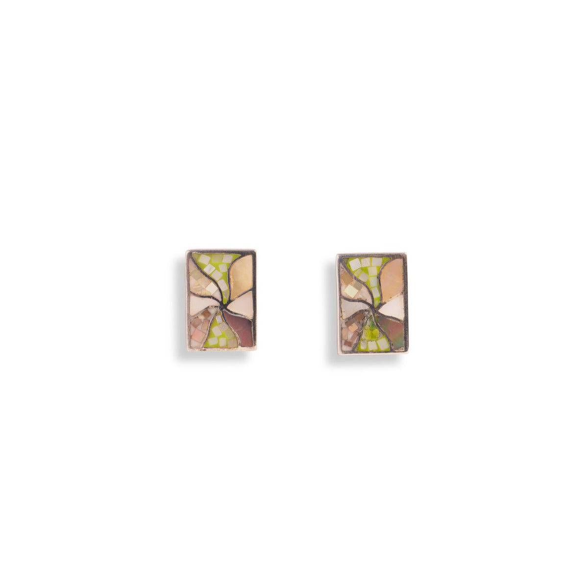 Mother-of-Pearl Rectangle Multi-Tone Mosaic Earrings