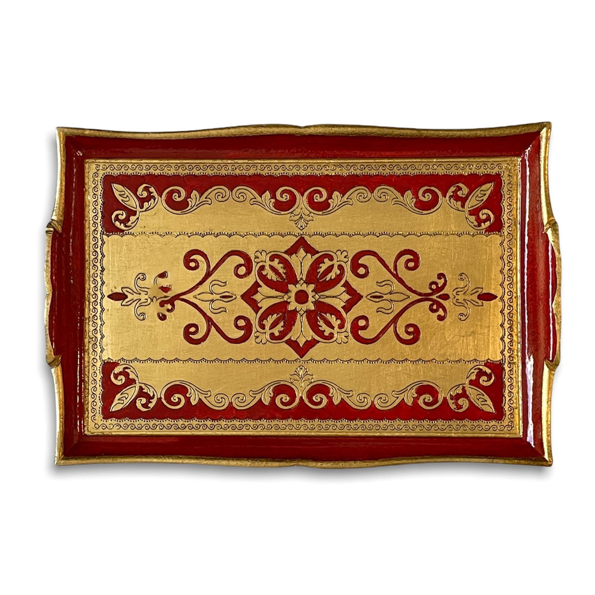 Florentine Serving Tray - Gold and Red