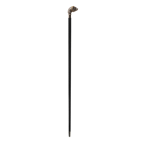 Silver Roaring Bear Head Flower Single Joint Walking Stick with