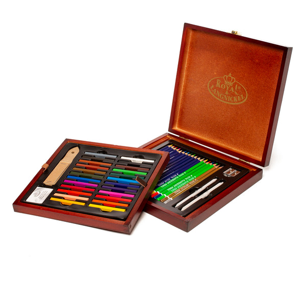 Brown Wooden Drawing And Coloring Kit, Packaging Type: Box