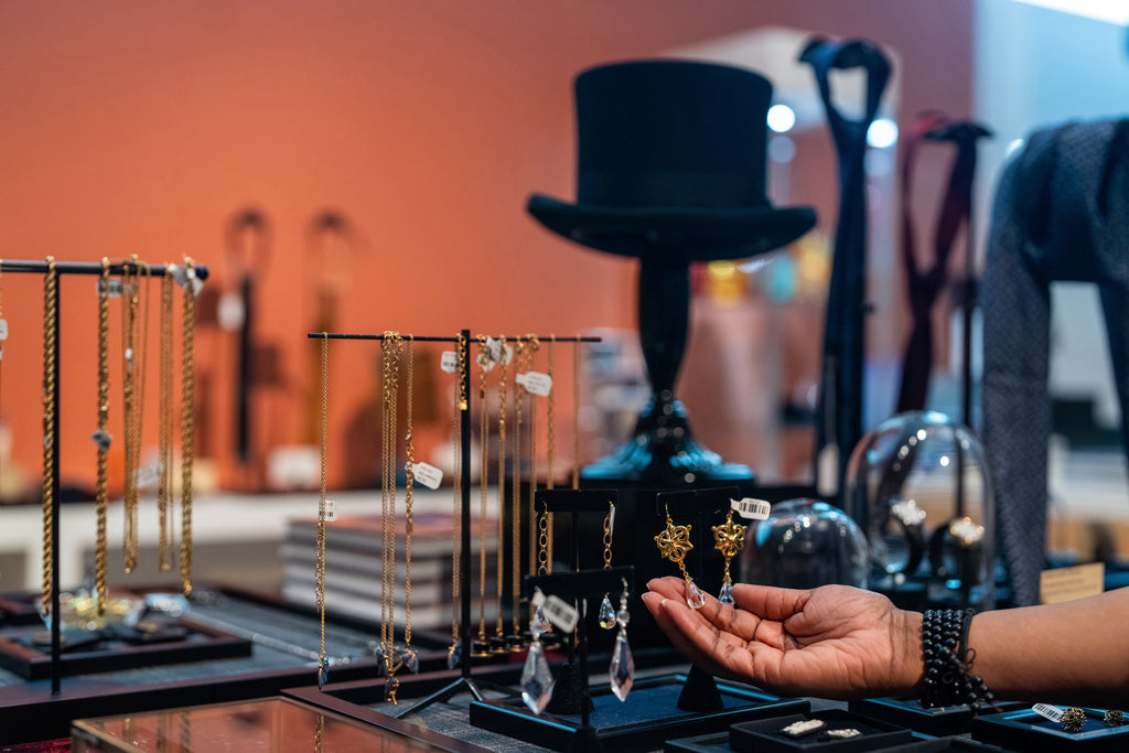 Top hat and jewelry at the Getty Museum Store