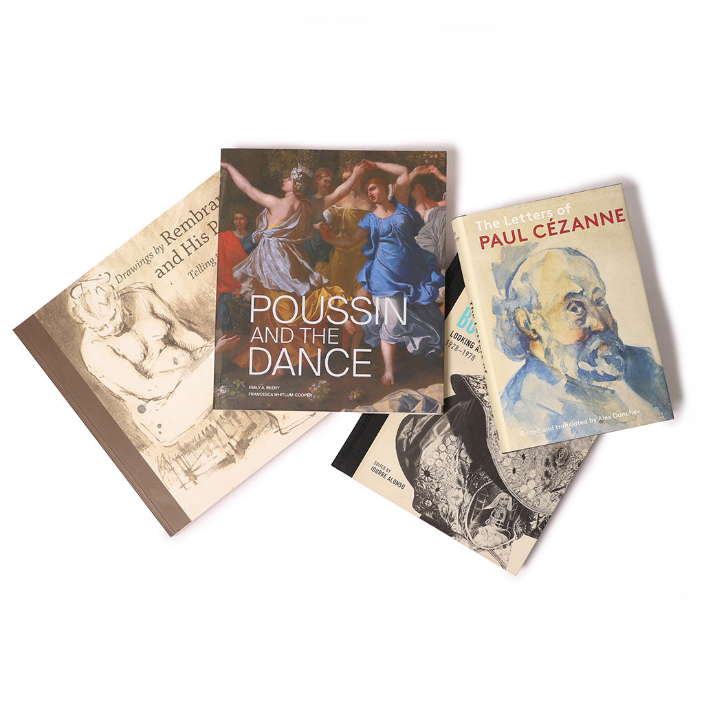 Books against a white backdrop 