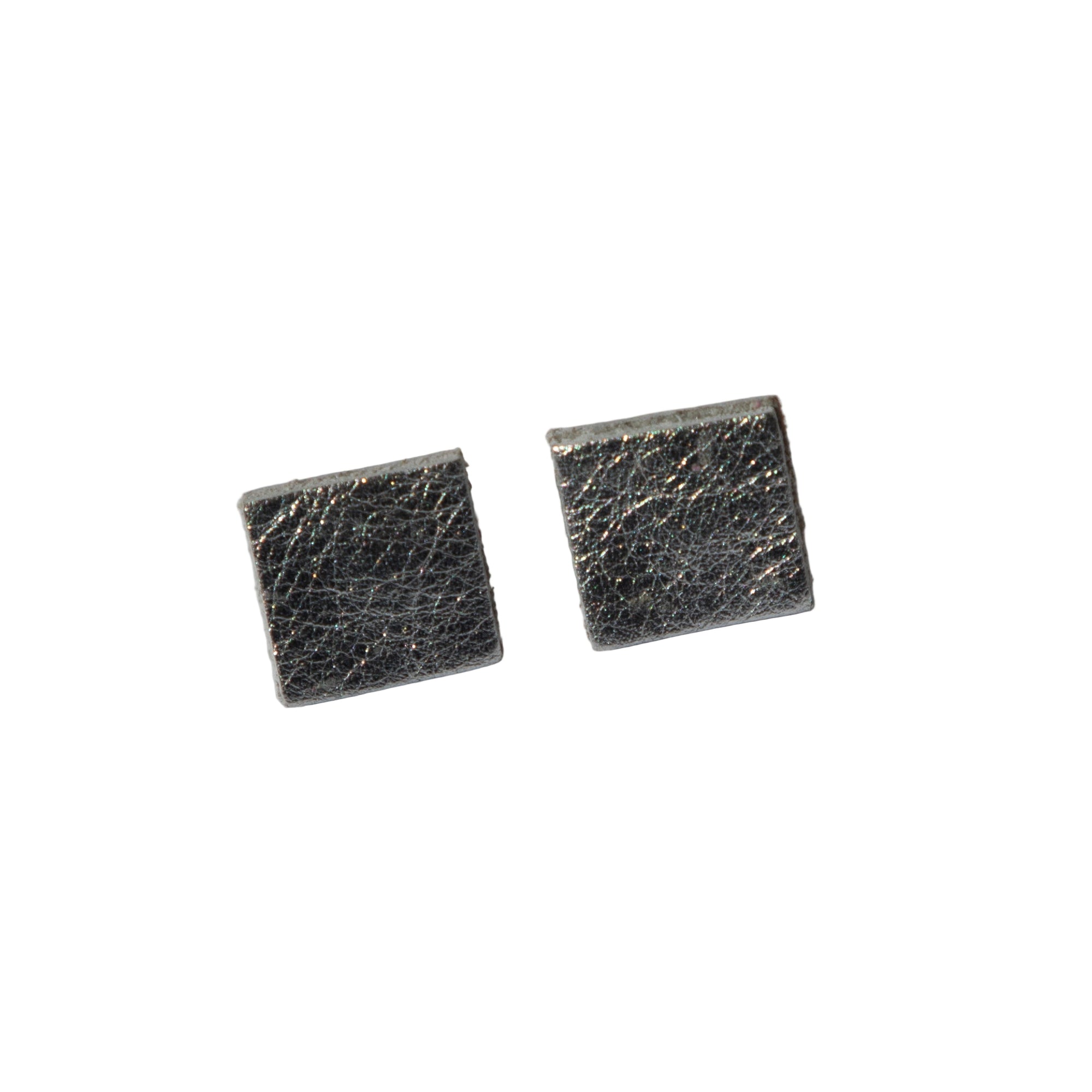 Pair of square-shaped earrings on a white background