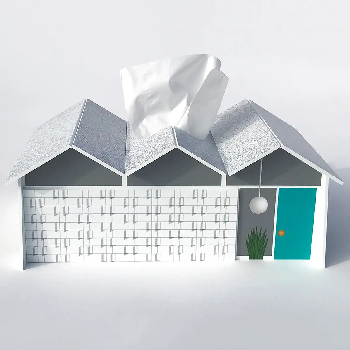 Midcentury Tissue Box Cover - Folded Plate Roof