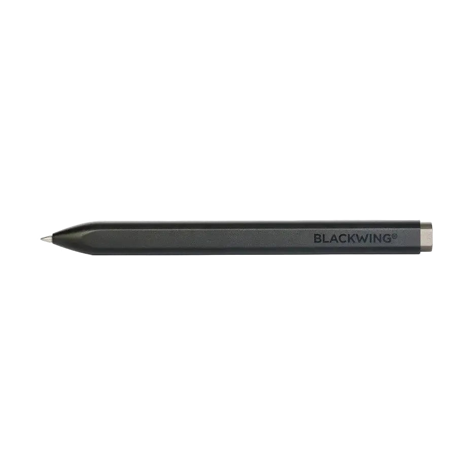 Black Blackwing pencil on a white background