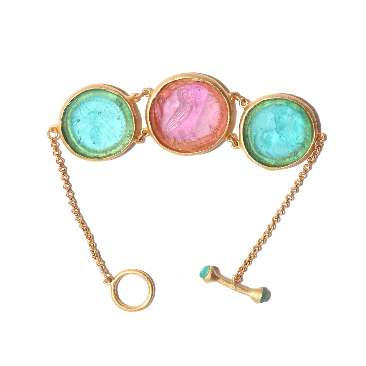 Pink and Teal Glass Bracelet
