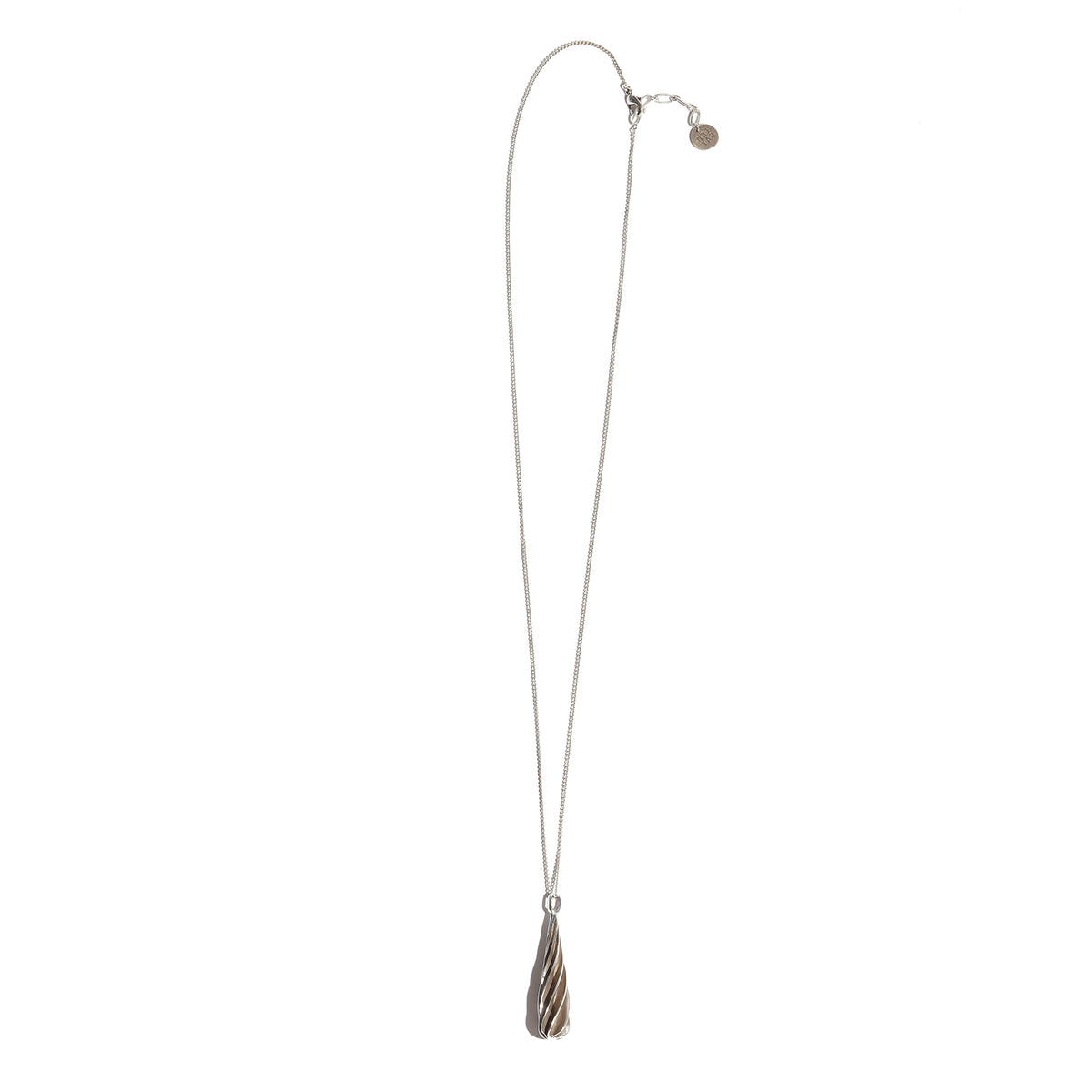 Silver necklace with a pendant on a white background