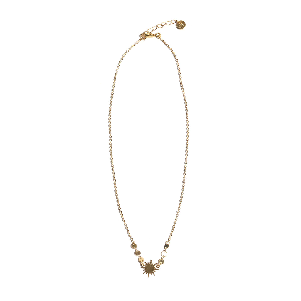 Gold Necklace with a Sun Pendant