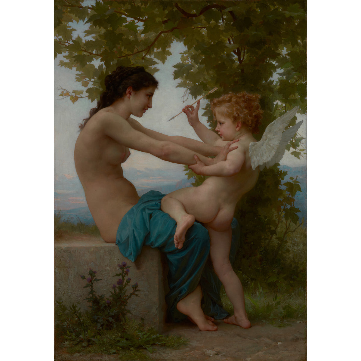 Bouguereau A Young Girl Defending Herself against Eros Music Box