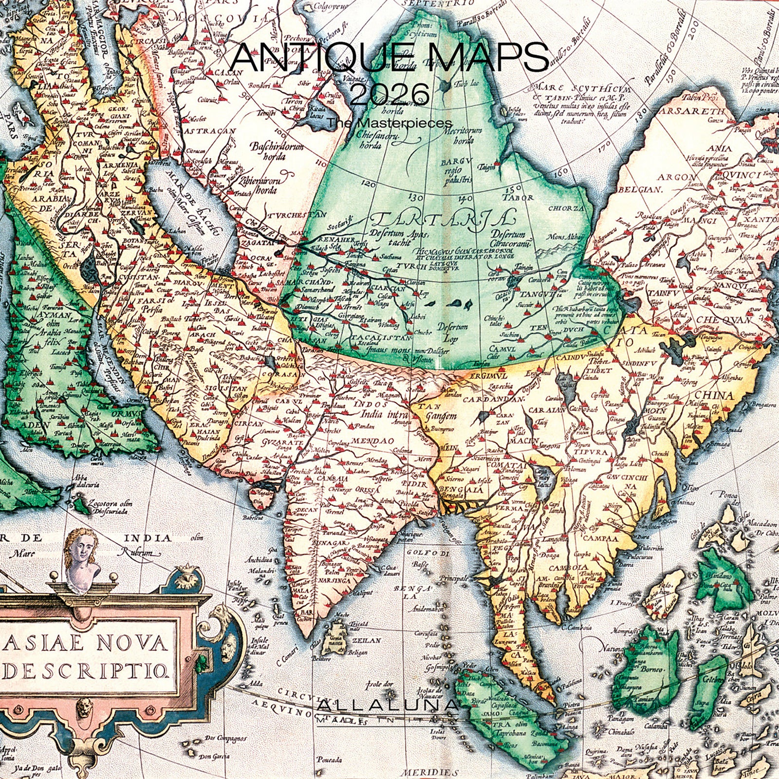Antique map design with 'Antique Maps 2026' text