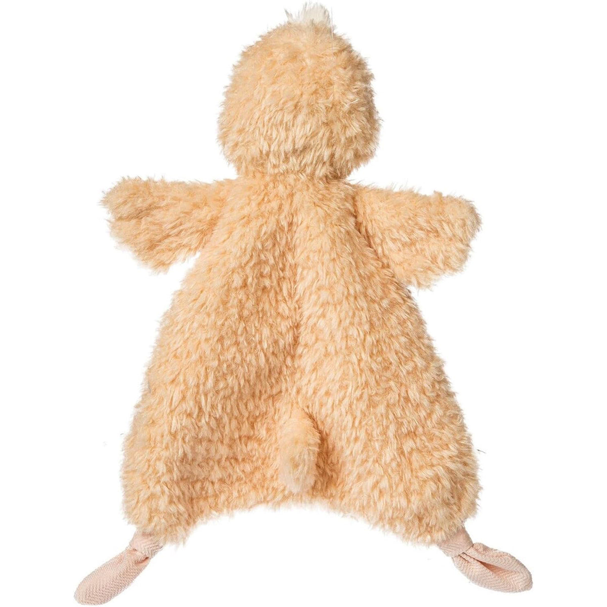 Back of plush duck toy on white background