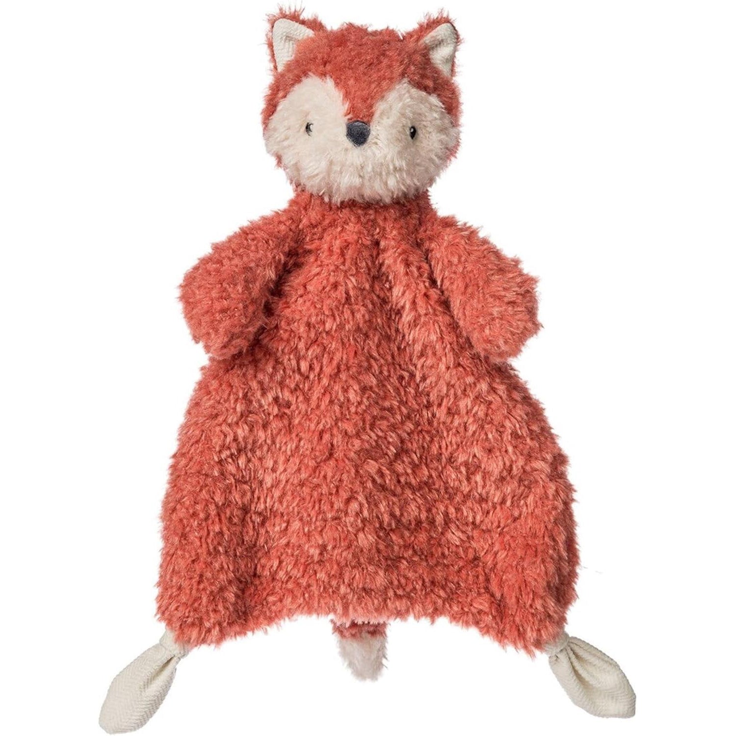 Plush fox toy with a red body on a white background