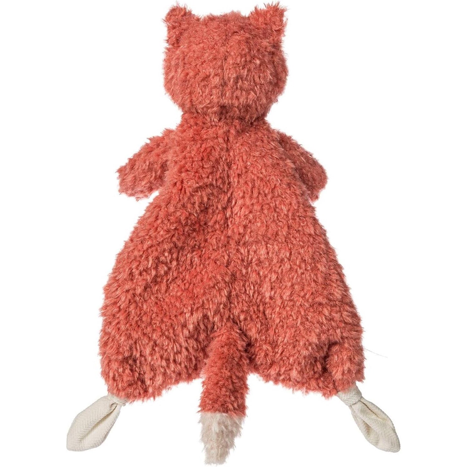 Plush fox toy with a red body on a white background