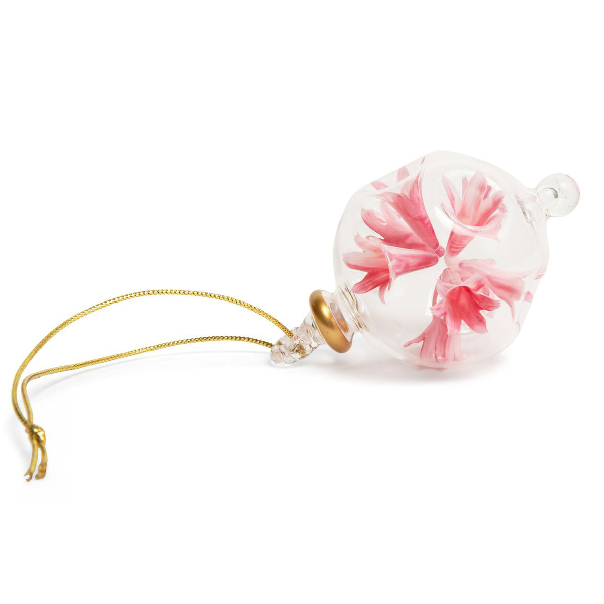 Blown Glass Ornament - Pink Blossoms