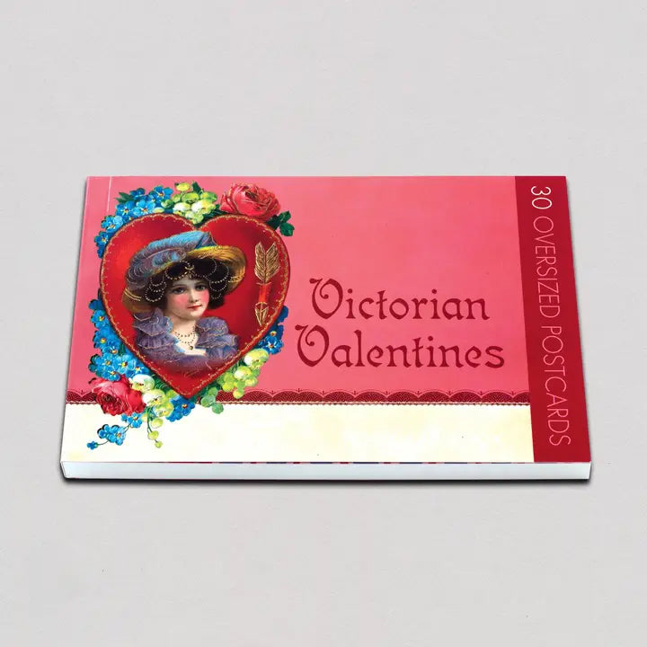 Box of Victorian Valentines postcards with a heart design and woman's face 