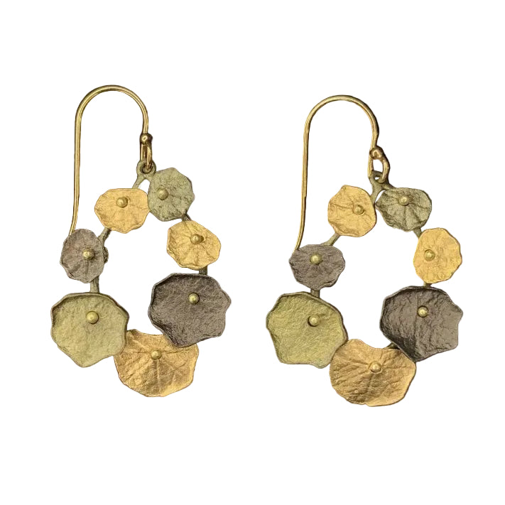 Pair of gold and silver leaf-shaped earrings
