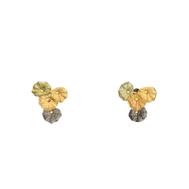 Pair of gold and silver leaf-shaped earrings