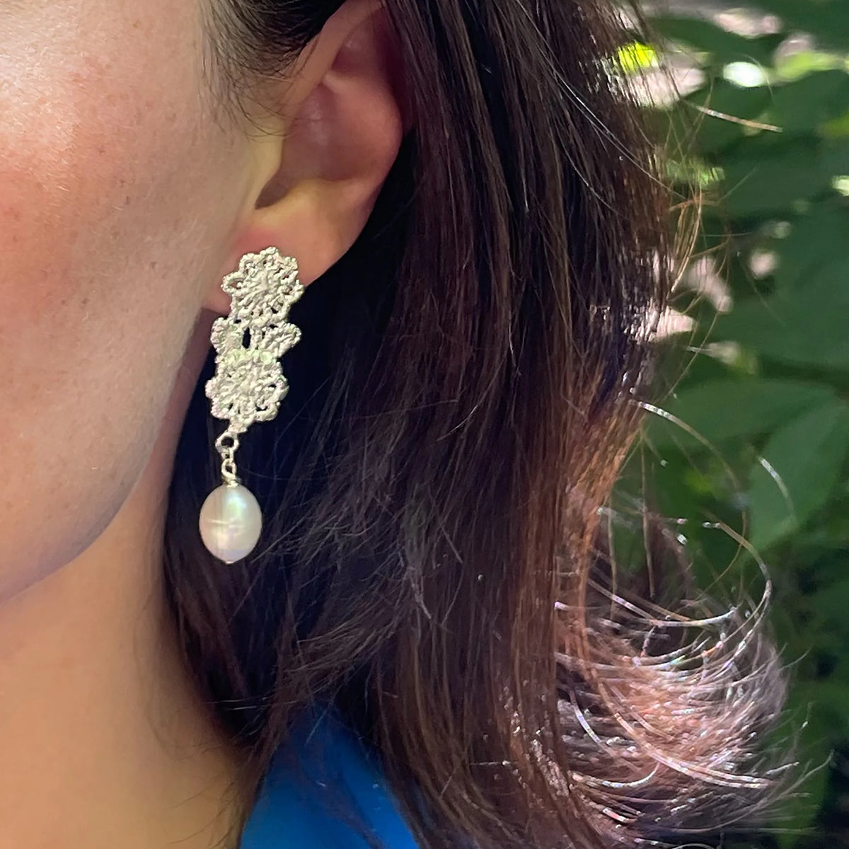 Annette Pearl &amp; Lace Earrings