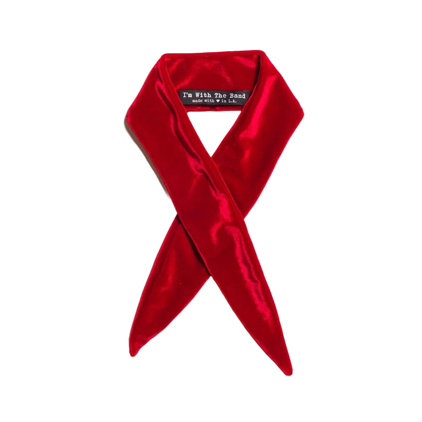 Red velvet scarf on a white background