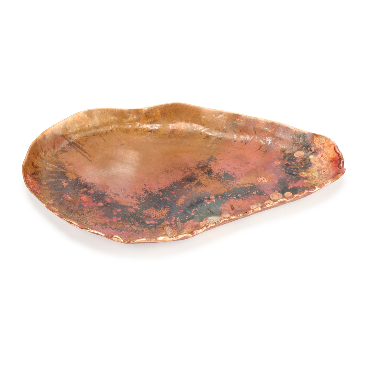 Decorative plate with a natural, multicolored pattern on a white background