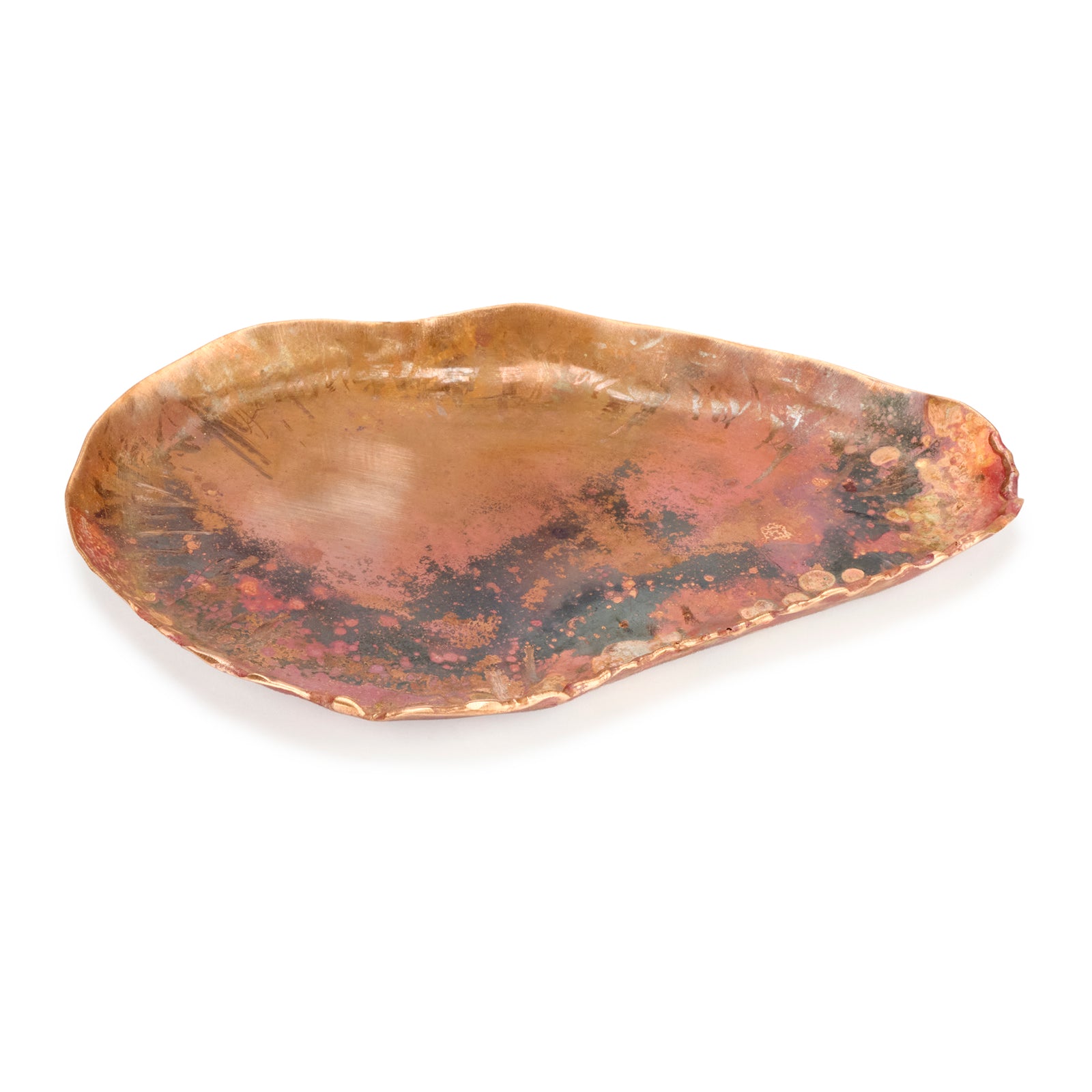 Decorative plate with a natural, multicolored pattern on a white background