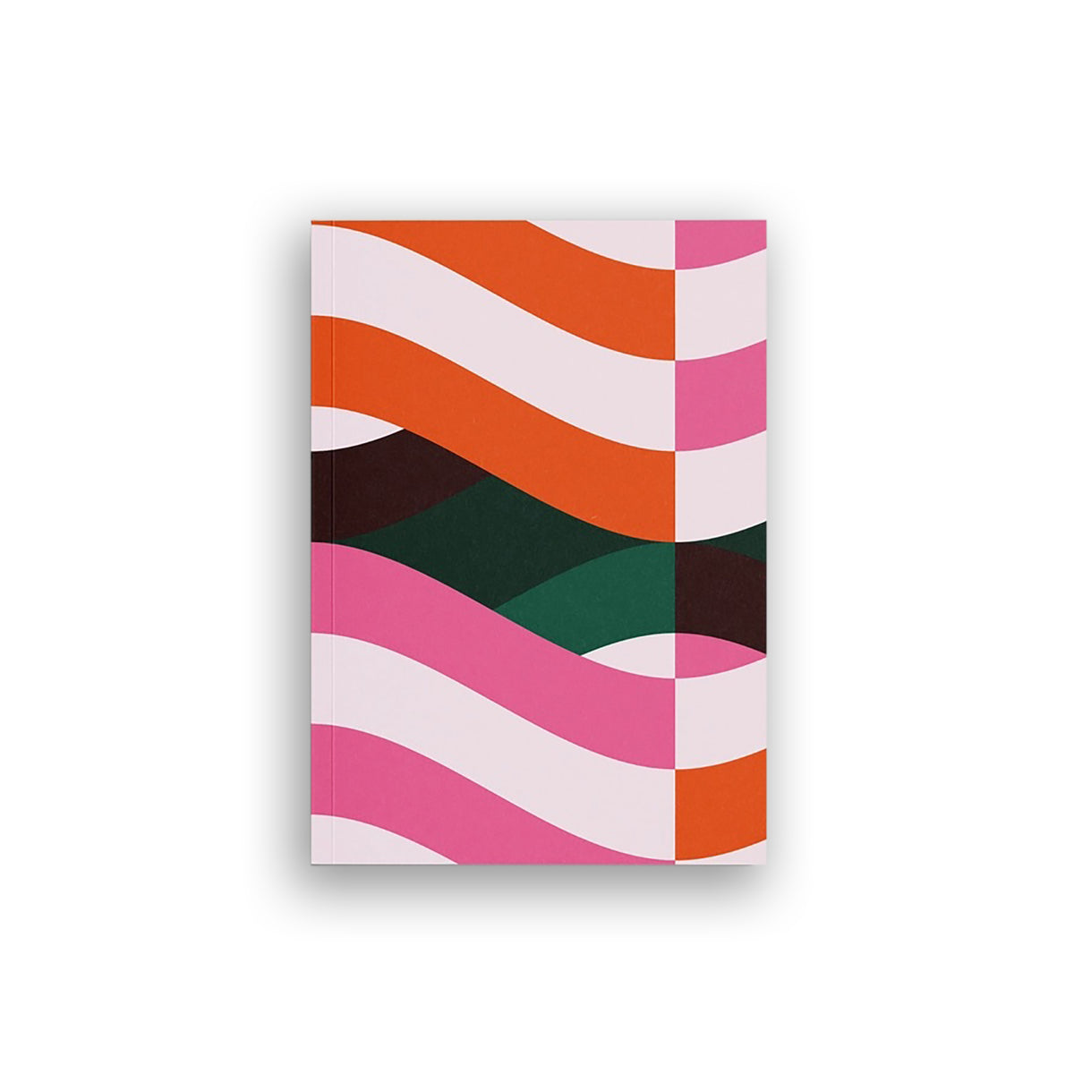 Notebook with colorful wavy pattern on a white background