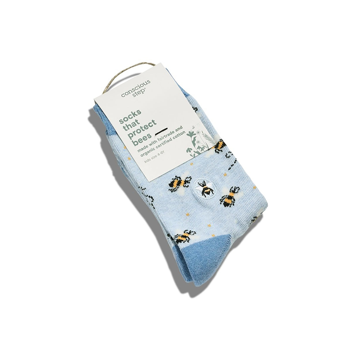 Pack of socks with bee design on a white background