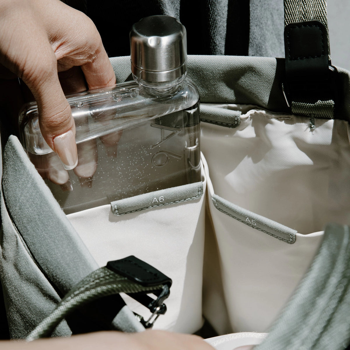 Interior view of a tote bag