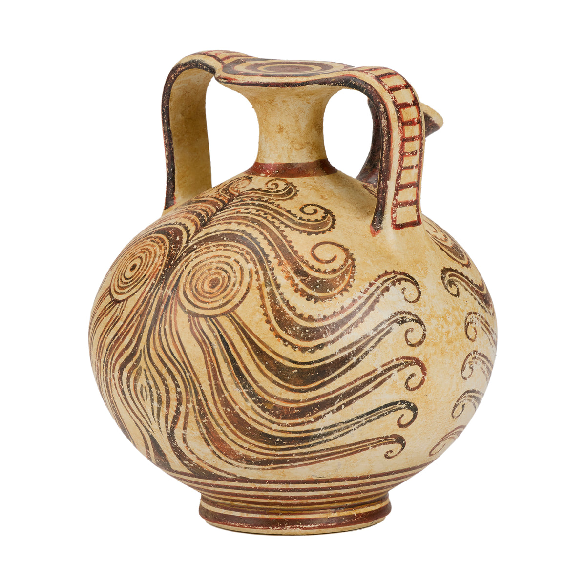 Ceramic vase with decorative patterns on a white background