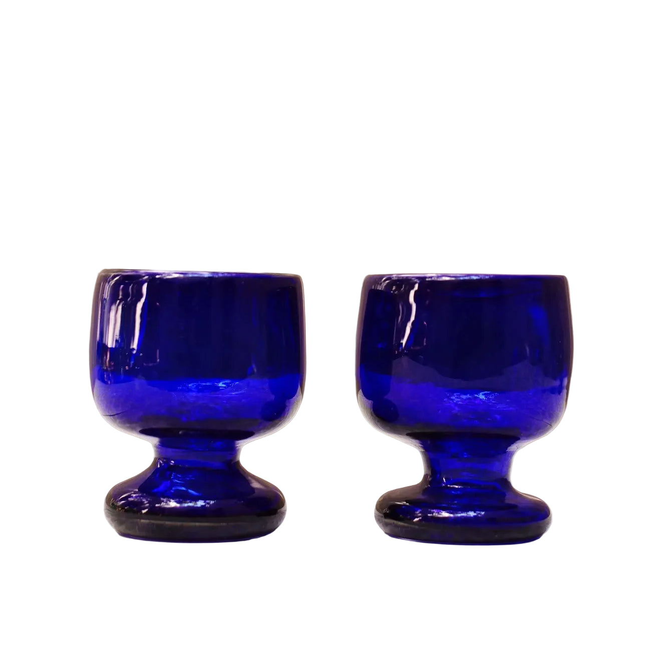 Two blue glass goblets 