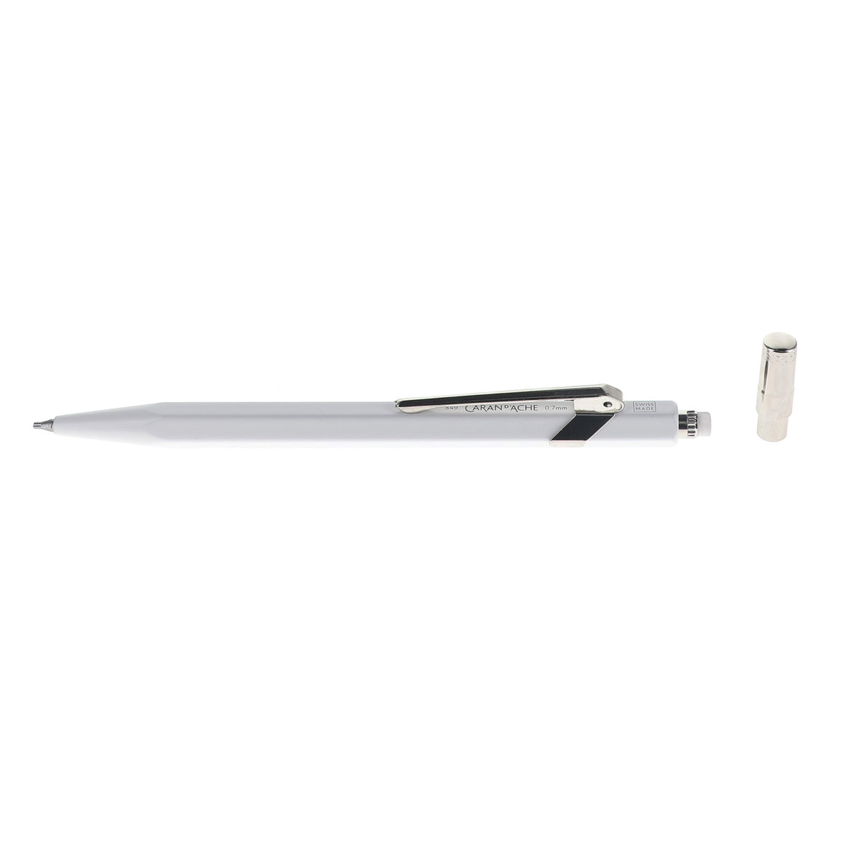 White mechanical pencil on a white background