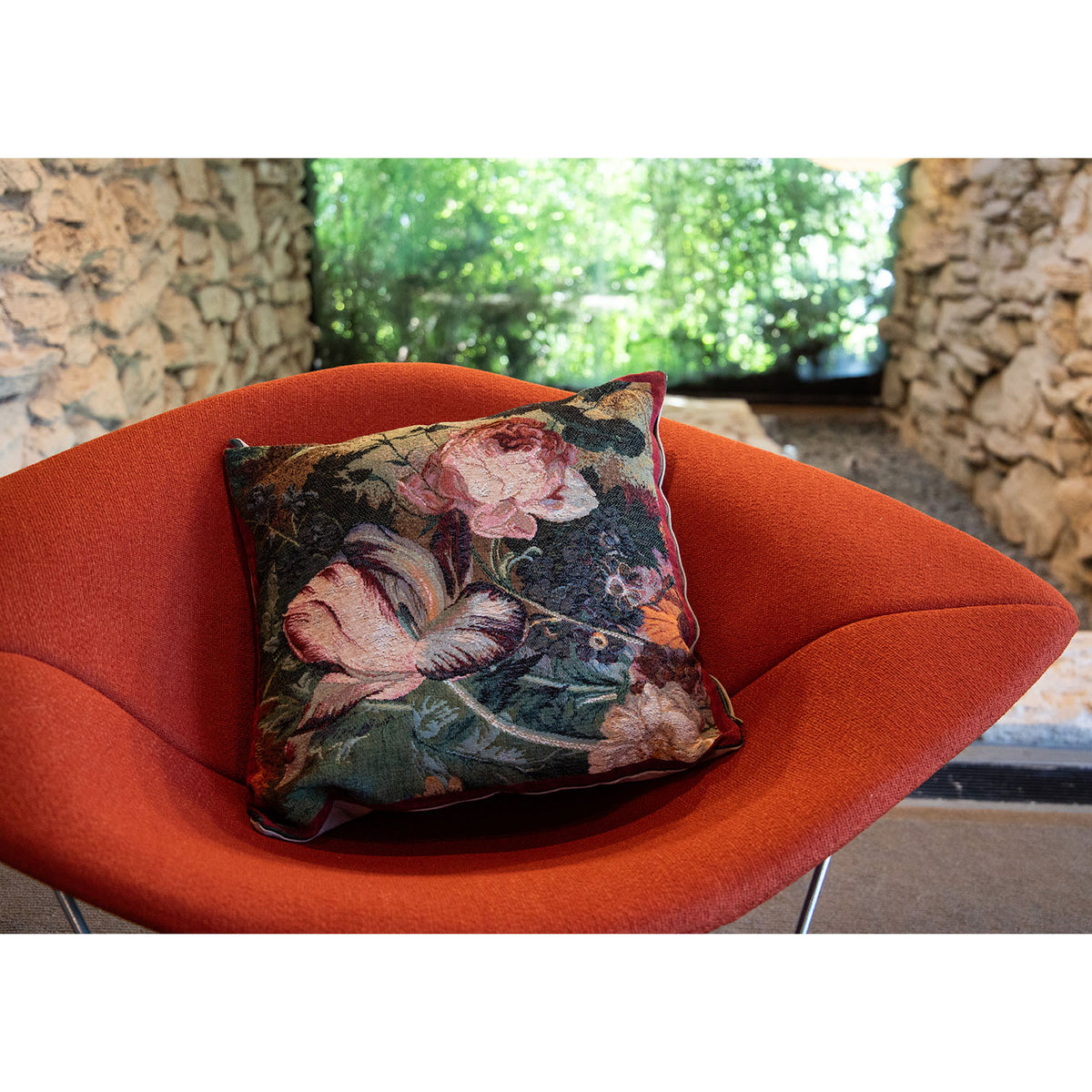 Tulip and Roses Tapestry Pillow