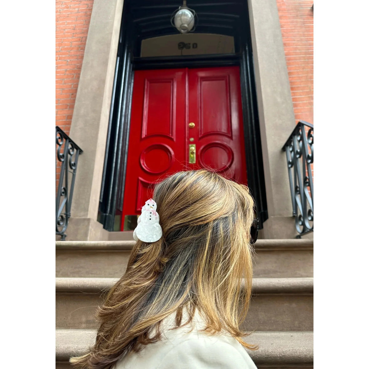 Hand-Painted Snowman Hair Clip