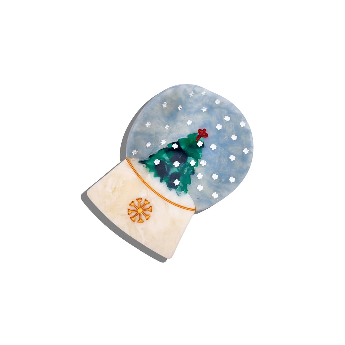 Hand-Painted Snow Globe Hair Clip