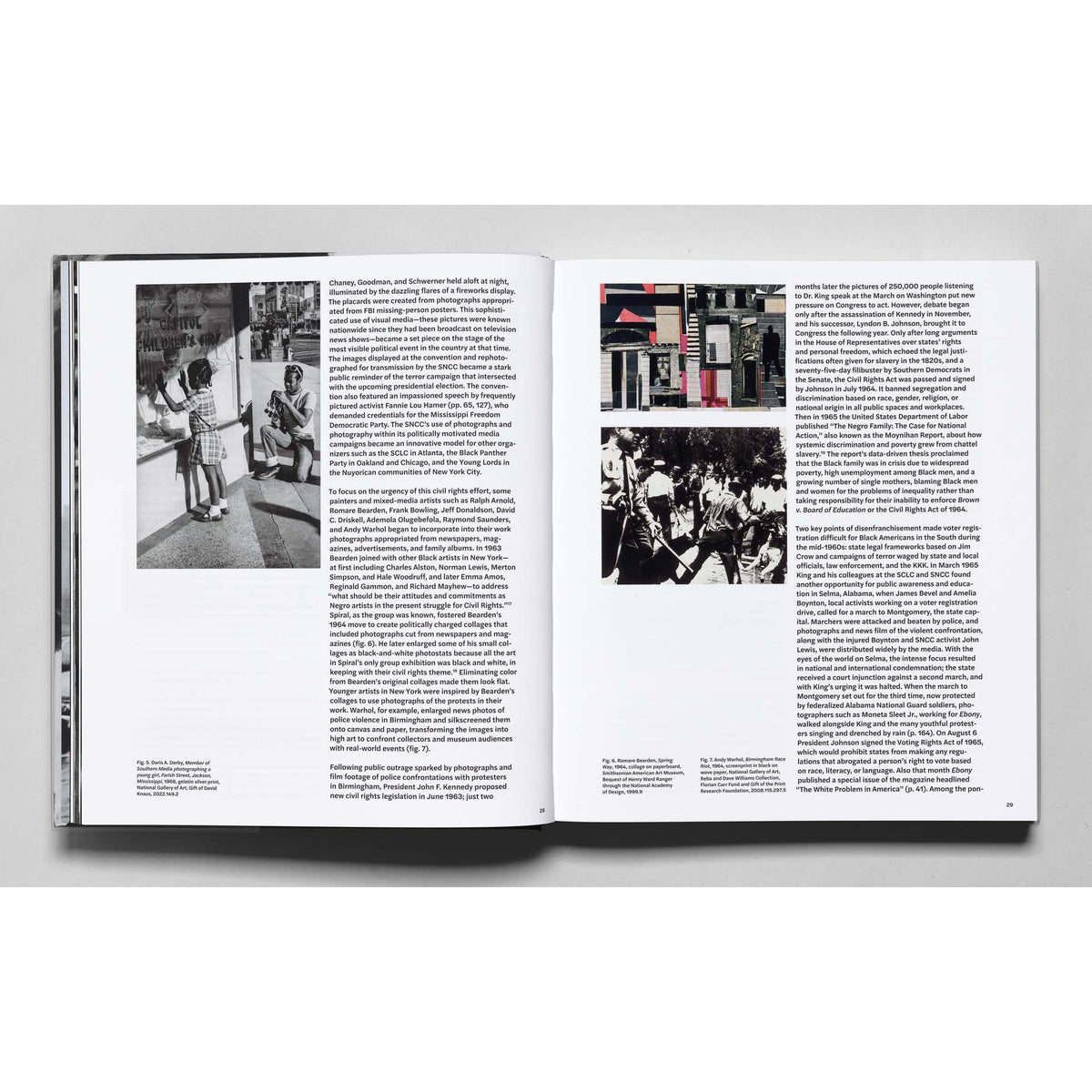 Interior of book with text and black & white photography