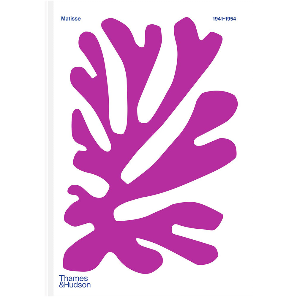 A book cover for 'Matisse 1941-1954' published by Thames & Hudson, featuring a bold magenta coral-like abstract graphic on a white background with blue text.