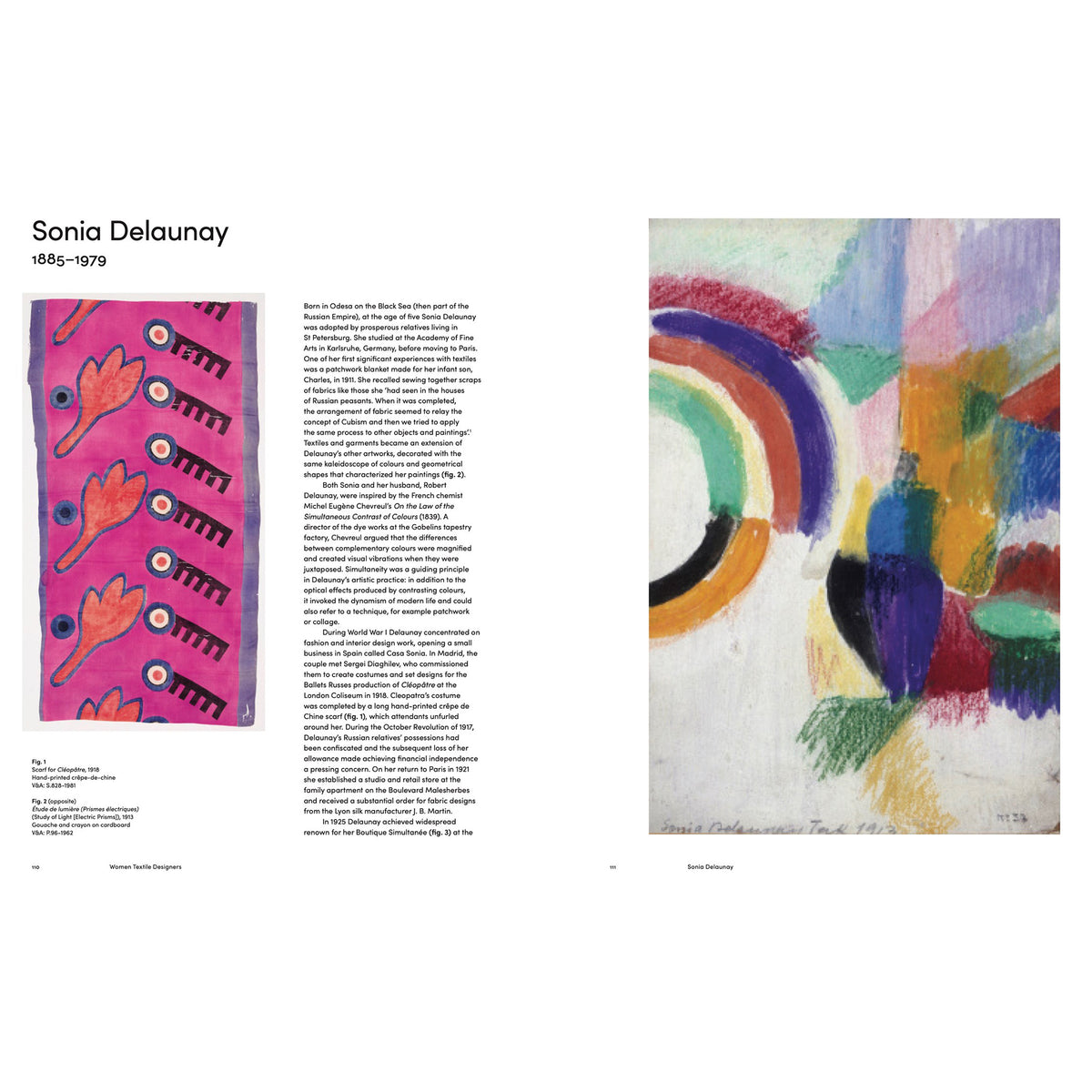 Interior book page from  Book Women Textile Designers on Sonia Delaunay