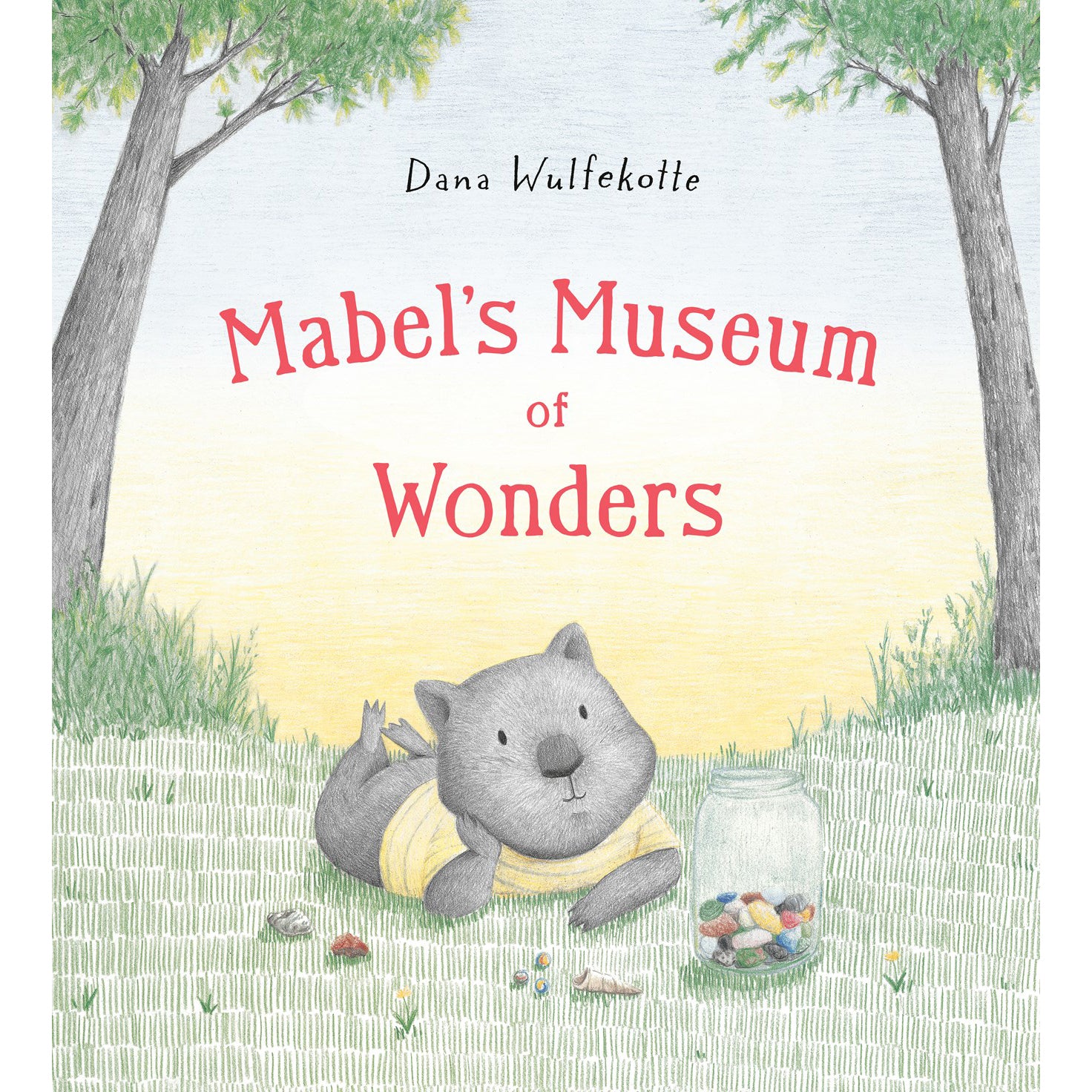 Book cover of 'Mabel's Museum of Wonders' with a wombat character and trees in the background