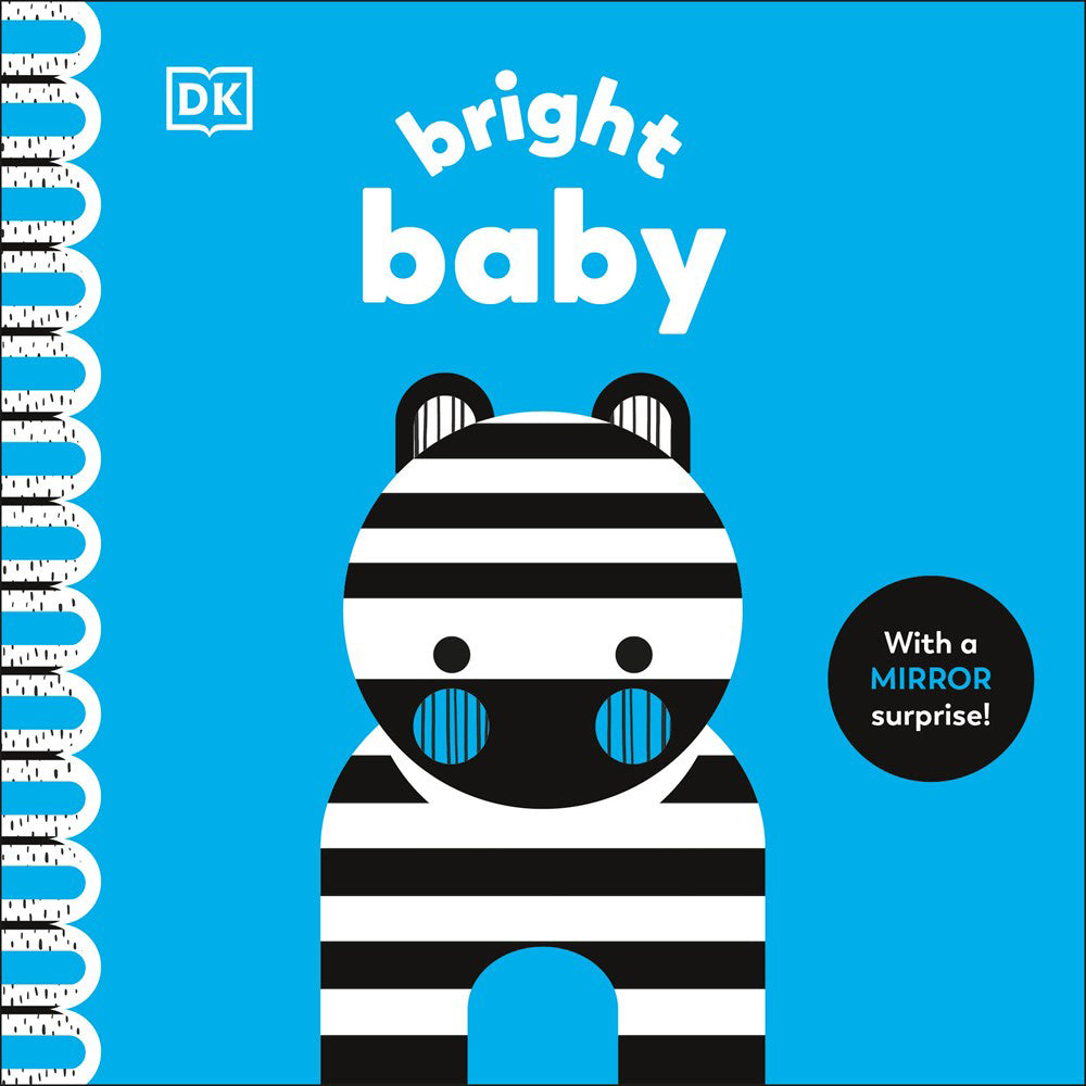 Book cover of 'Bright Baby' with a zebra illustration on a blue background