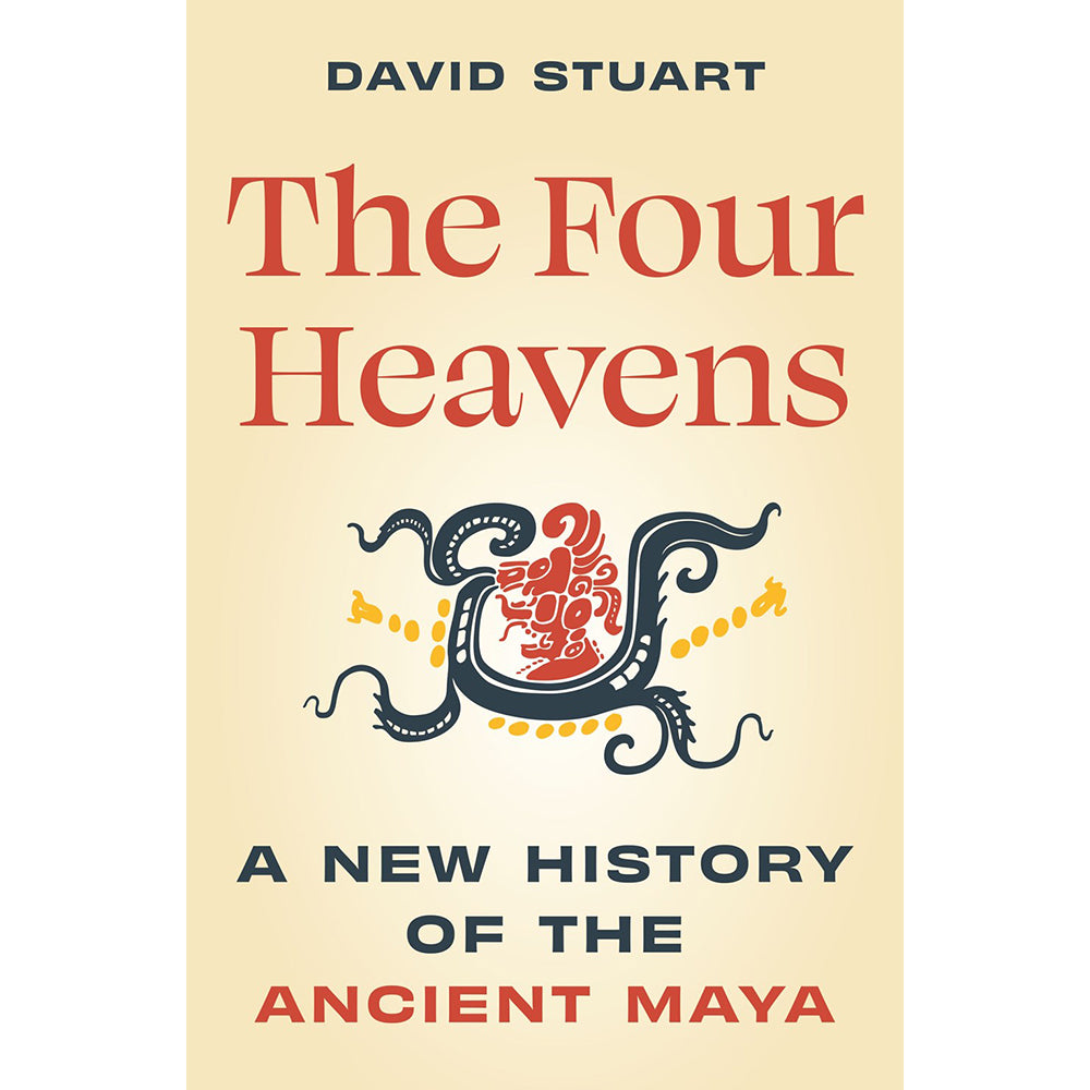 Book cover of 'The Four Heavens' by David Stuart with decorative elements on a beige background