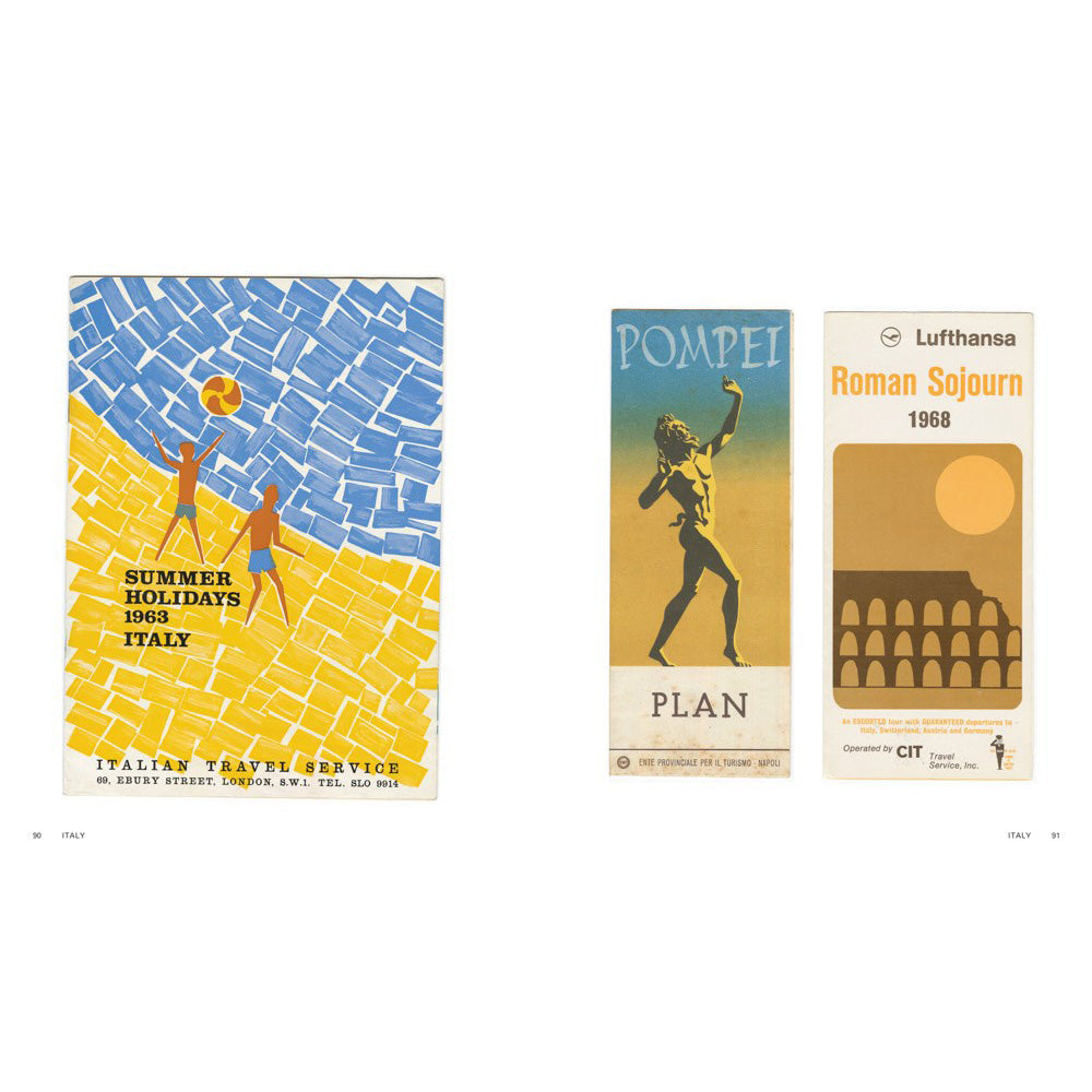 Interior book view of vintage holiday brochures