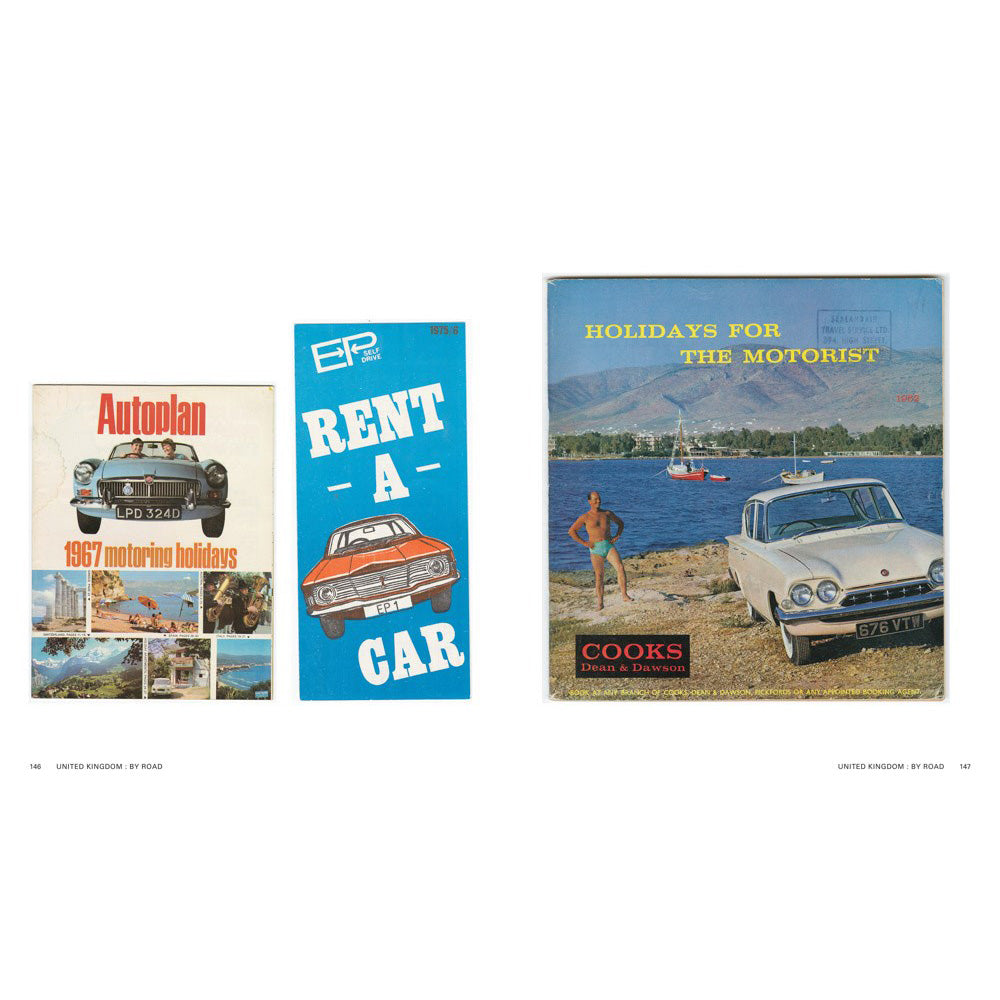 Interior book view of vintage holiday brochures